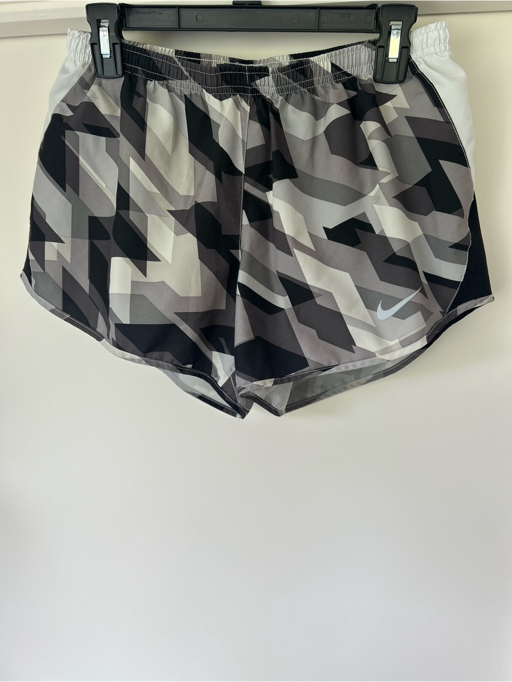 Nike Women’s DRI-FI Black, Gray & White Geometric Athletic Shorts